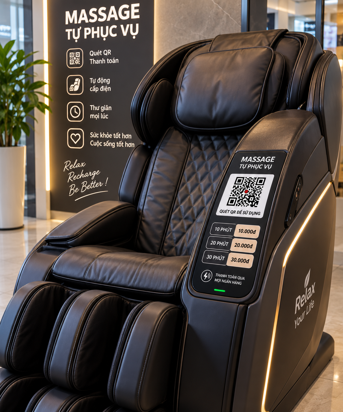 Quét QR bật máy masage